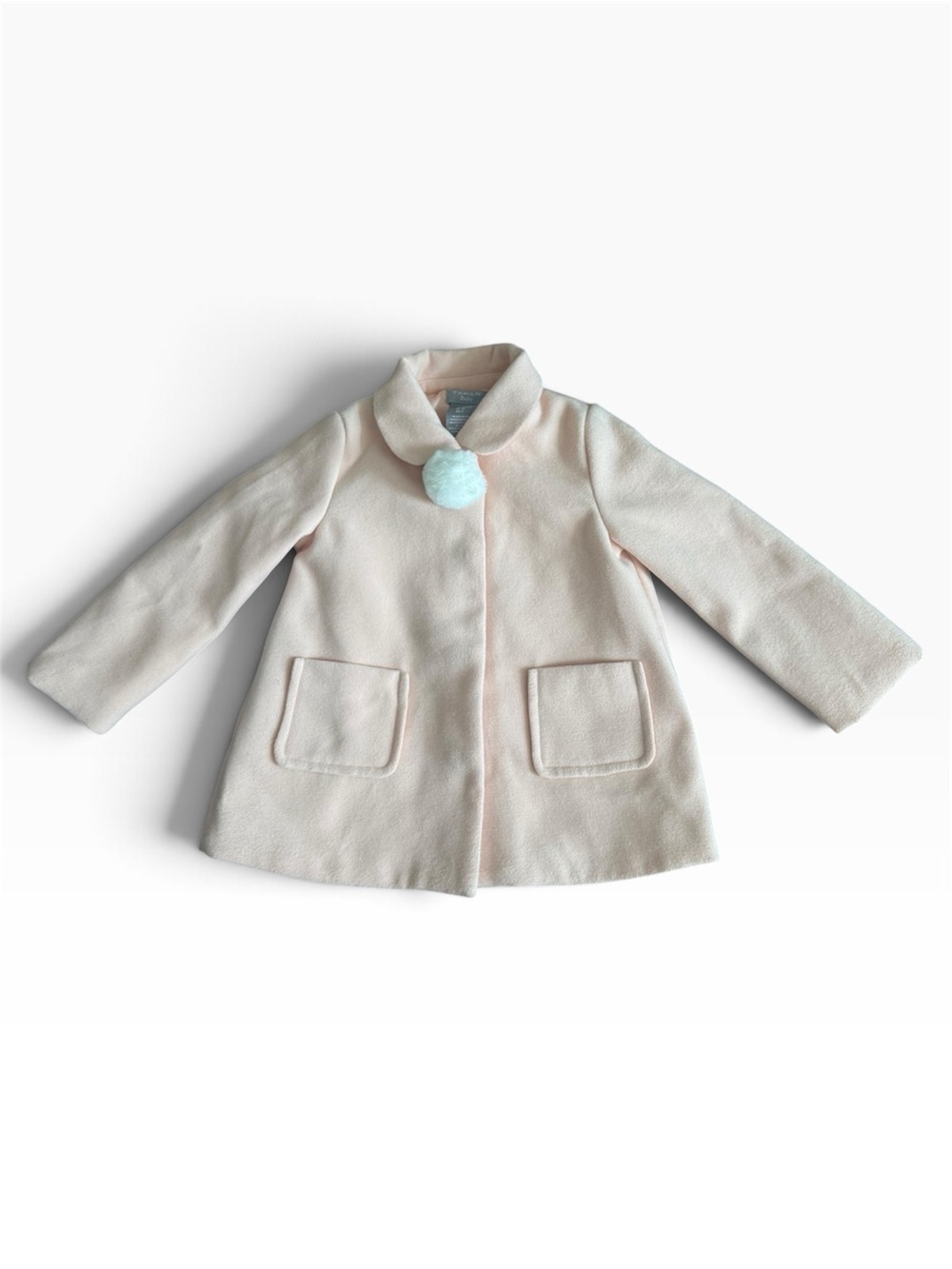Tahari Light Pink Girls' Pom-Accent Coat